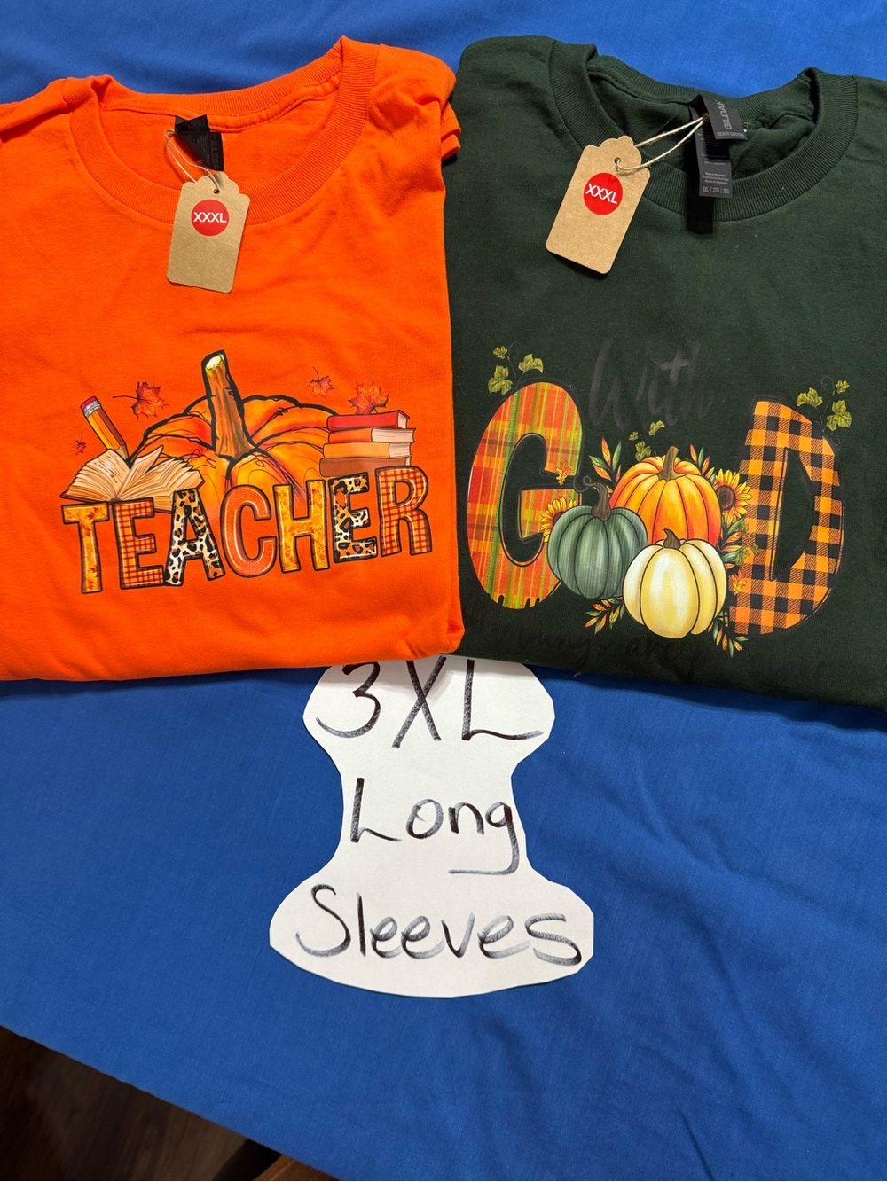 Teacher Pumpkin Graphic Long Sleeve Tee - Orange - Unbranded